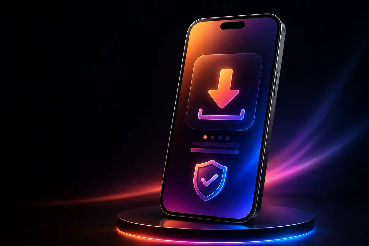 Celular preparado para baixar o aplicativo UniTV com segurança