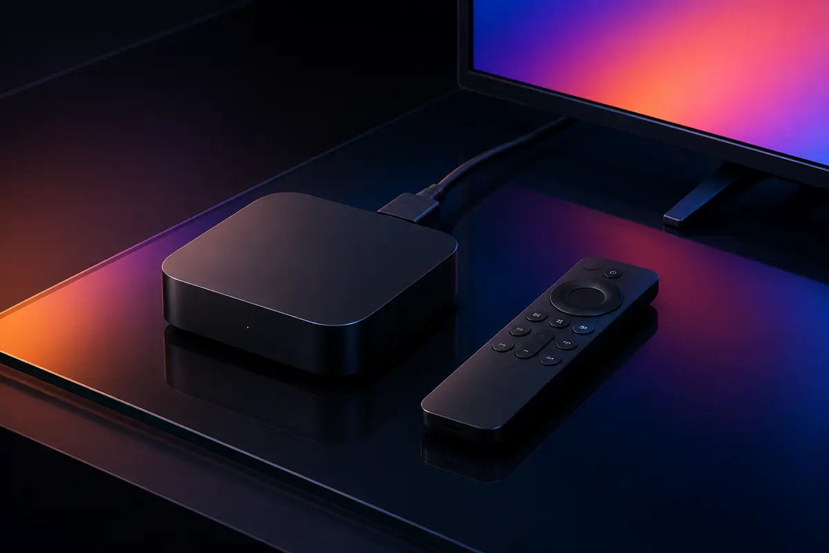 TV Box e controle remoto para acessar UniTV na televisão